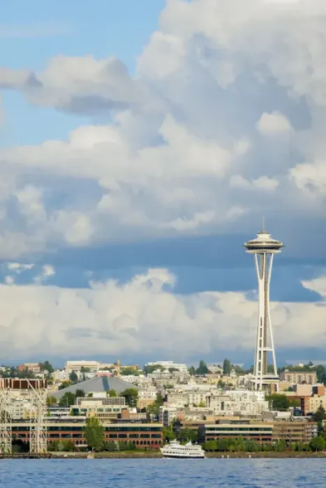 Framed Print : United States, Washington, Seattle. Seattle skyline from Elliott Bay, featuring
