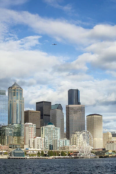 United States, Washington, Seattle. Skyline from Elliott Bay