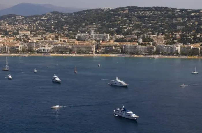 Framed Print : Unknown. Cannes, View from Helicopter, Cote d Azur, France
