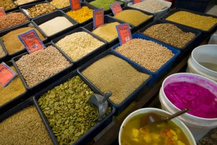 Framed Print : Unknown. Israel, Akko (Akre), dry legumes and cereals at the market Framed Print : Unknown. Israel, Akko (Akre), dry legumes and cereals at the market