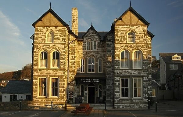 Unknown. UK - Wales - Sunset over the Castle Hotel in Harlech