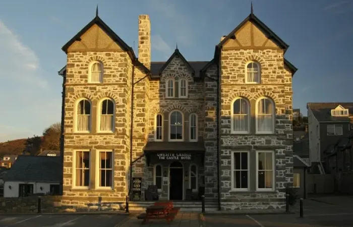 Framed Print : Unknown. UK - Wales - Sunset over the Castle Hotel in Harlech