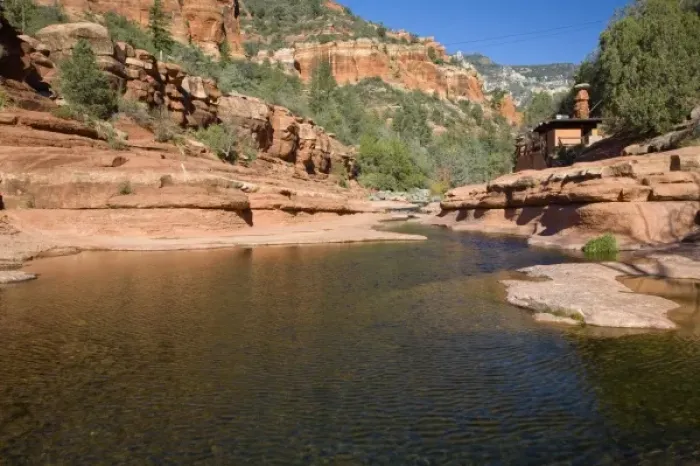 Framed Print : Unknown. AZ, Arizona, Slide Rock State Park, Oak Creek and sandstone rock