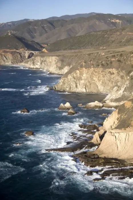 Framed Print : Unknown. USA. California. Big Sur. Ragged and rough cliffs drop down to