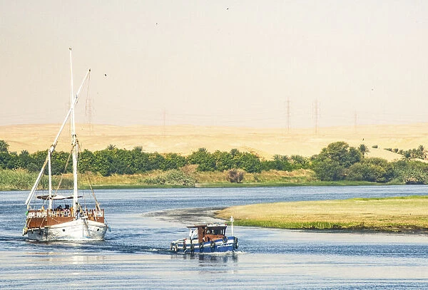 Upper Egypt, Aswan, between and Edfu on a meander of the Nile, the Amelia under tow