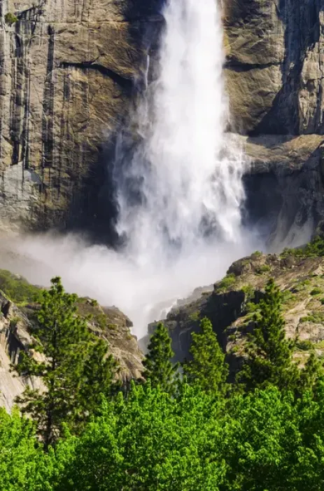 Framed Print : Detail of upper Yosemite Fall, Yosemite National Park, California USA