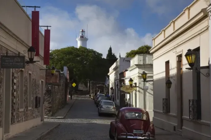 Framed Print : Uruguay, Colonia Department, Colonia del Sacramento. Calle Comercio, morning Framed Print : Uruguay, Colonia Department, Colonia del Sacramento. Calle Comercio, morning