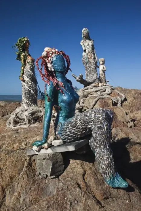 Framed Print : Uruguay, Maldonado Department, Punta del Este. Seashell mermaids, Plaza de los Ingleses Framed Print : Uruguay, Maldonado Department, Punta del Este. Seashell mermaids, Plaza de los Ingleses