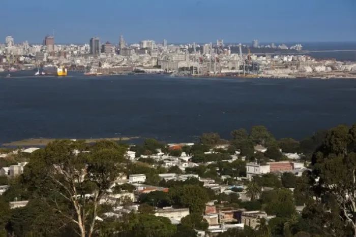 Framed Print : Uruguay, Montevideo Department, Montevideo. City and bay view from Cerro de Montevideo Framed Print : Uruguay, Montevideo Department, Montevideo. City and bay view from Cerro de Montevideo