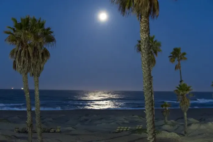 Framed Print : US, CA, Oxnard. Moonlight reflected on Pacific Ocean during full moonet Framed Print : US, CA, Oxnard. Moonlight reflected on Pacific Ocean during full moonet