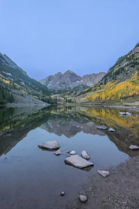 Framed Print : US, CO, White River NF, Maroon Bells with Autumn Color at Dawn