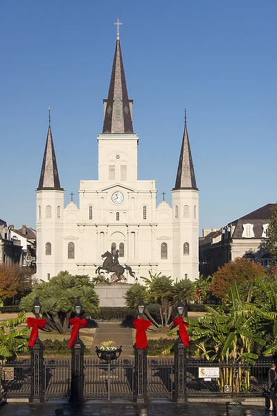 US, LA, New Orleans. Morning light on St Louis Cathedral in Jackson Square