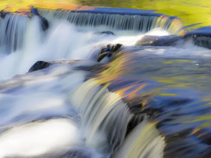 Framed Print : US, Michigan, Upper Peninsula. Water flowing over Bond Falls with reflections Framed Print : US, Michigan, Upper Peninsula. Water flowing over Bond Falls with reflections