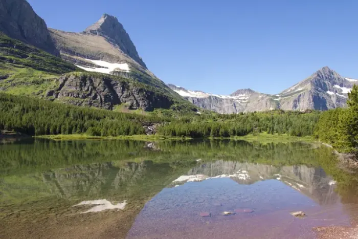 Framed Print : US, MT, Glacier NP. Glass calm on Fishercap Lake in the Many Glacier area Framed Print : US, MT, Glacier NP. Glass calm on Fishercap Lake in the Many Glacier area