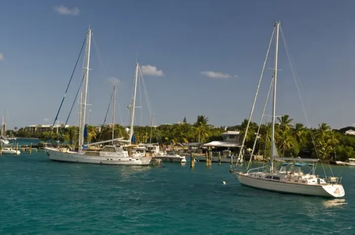 Framed Print : US, USVI, St Thomas. Moorings in American Yacht Harbor at Red Hook on St Thomas