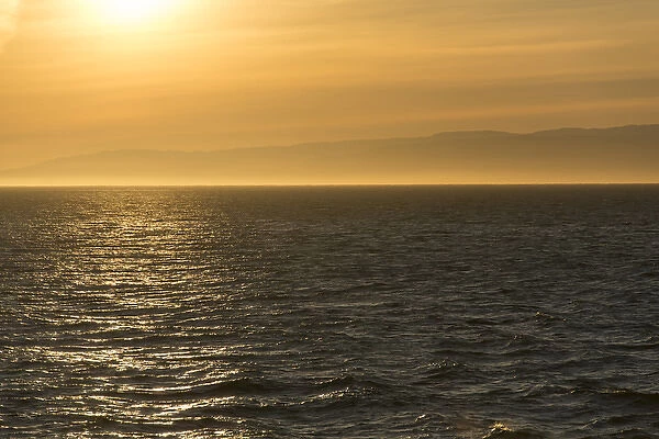 US, WA, Canada, British Columbia. Strait of Juan de Fuca, Vancouver Island, evening light
