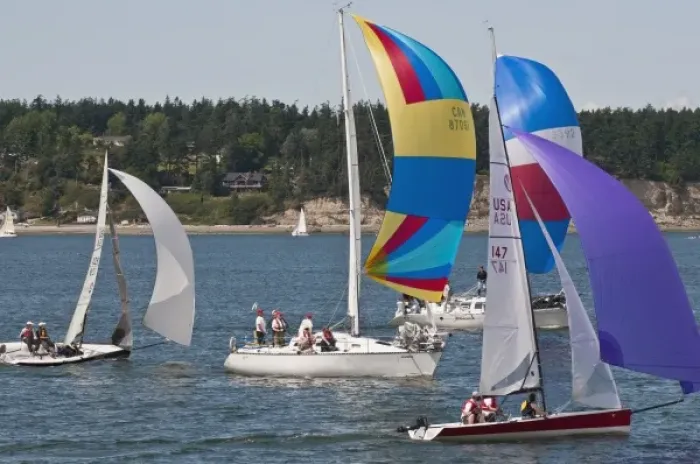Framed Print : US, WA, Whidbey Island, Coupeville. Annual Whidbey Island Race Week in July hosting