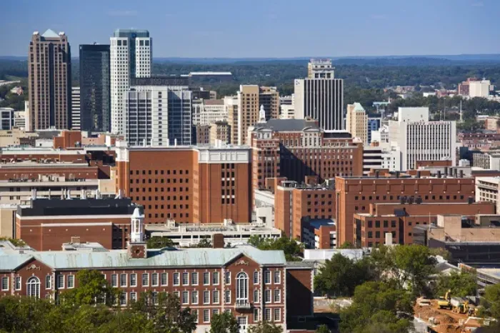 Framed Print : USA, Alabama, Birmingham. High angle view from Vulcan Park, daytime Framed Print : USA, Alabama, Birmingham. High angle view from Vulcan Park, daytime