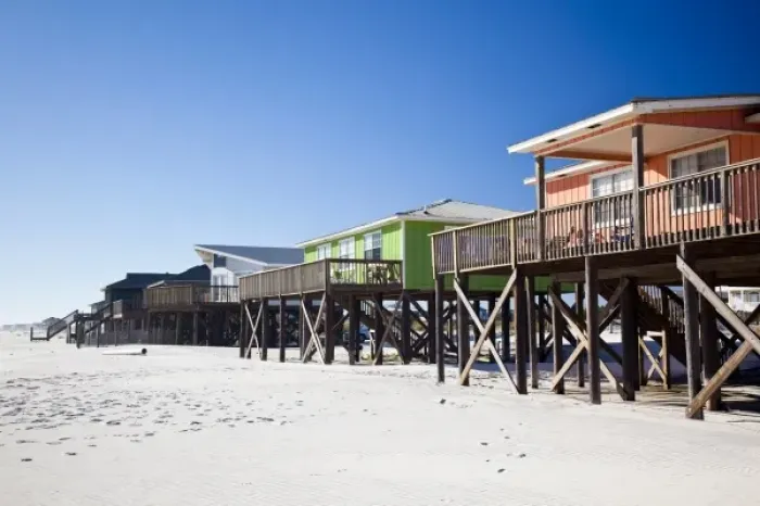 Framed Print : USA, Alabama, Gulf Shores. Mobile Bay area, beach houses Framed Print : USA, Alabama, Gulf Shores. Mobile Bay area, beach houses