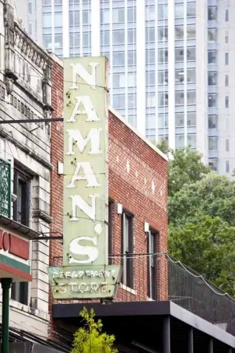 Framed Print : USA, Alabama, Mobile. Dauphin Street, old sign for Namans store Framed Print : USA, Alabama, Mobile. Dauphin Street, old sign for Namans store