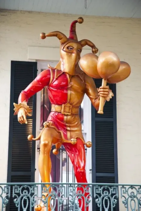 Framed Print : USA, Alabama, Mobile. Mardi Gras Museum of Mobile, exterior, jester statue