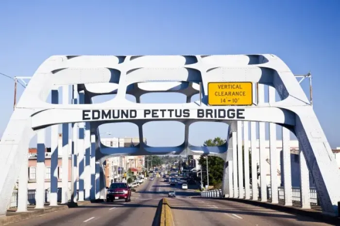 Framed Print : USA, Alabama, Selma. Edmund Pettus Bridge, site of the beginning of the Selma March Framed Print : USA, Alabama, Selma. Edmund Pettus Bridge, site of the beginning of the Selma March