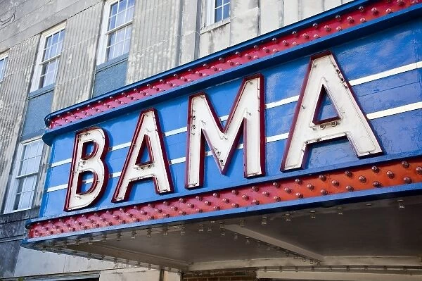 USA, Alabama, Tuscaloosa. Marquee of the Bama theater