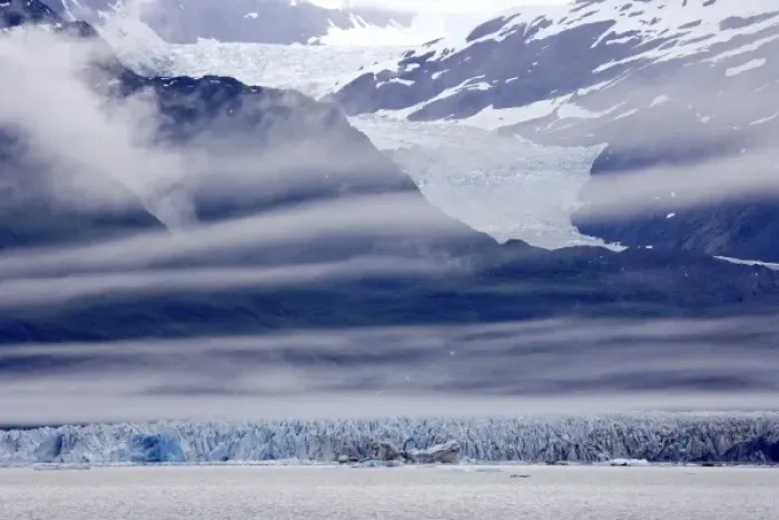 Framed Print : USA, Alaska, Alsek Lake. Clouds over mountain and glacier Framed Print : USA, Alaska, Alsek Lake. Clouds over mountain and glacier