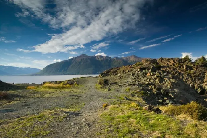 Framed Print : USA-ALASKA-Anchorage Area: Beluga Point: View of the The Turnagain Arm & Kenai