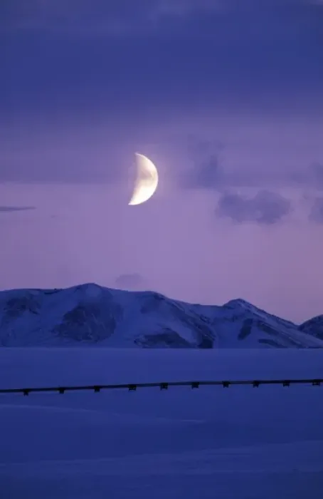 Framed Print : USA, Alaska, Brooks Range. Moon rises over the Trans-Alaskan Pipeline