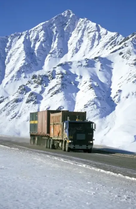 Framed Print : USA, Alaska, Brooks Range. Truck drives through Atigun Canyon, headingl to Prudhoe Bay Framed Print : USA, Alaska, Brooks Range. Truck drives through Atigun Canyon, headingl to Prudhoe Bay