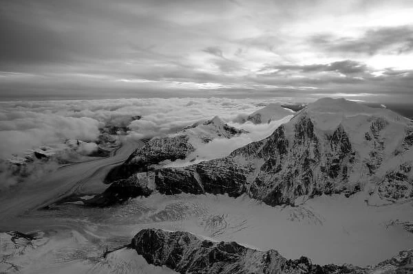 USA, Alaska, Denali National Park, Aerial view of Alaska Range peaks