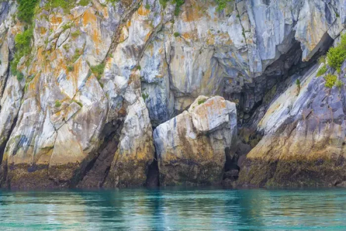 Framed Print : USA, Alaska, Glacier Bay National Park. Scenic of cliff and seawater Framed Print : USA, Alaska, Glacier Bay National Park. Scenic of cliff and seawater