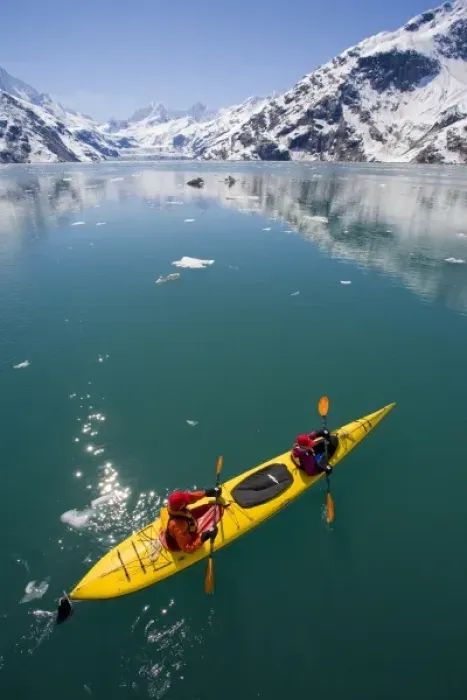 Framed Print : USA, Alaska, Glacier Bay National Park. Sea kayakers in John Hopkins Inlet. (MR)