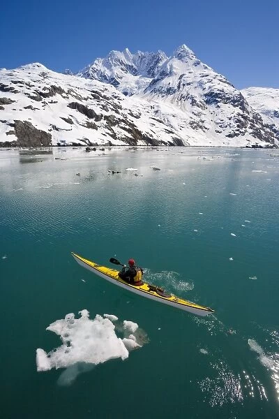 USA, Alaska, Glacier Bay National Park. Sea kayakers in John Hopkins Inlet. (MR)