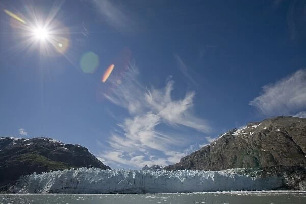 USA, Alaska, Glacier Bay National Park, Summer sun shines down on Margerie Glacier