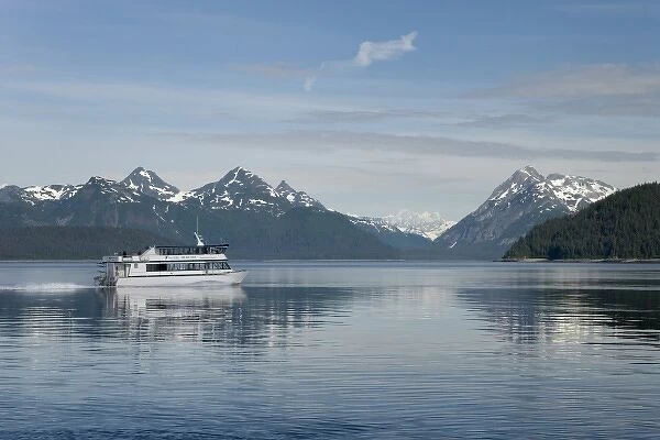 USA, Alaska, Glacier Bay National Park. Glacier Bay Lodge tour boat plying the water