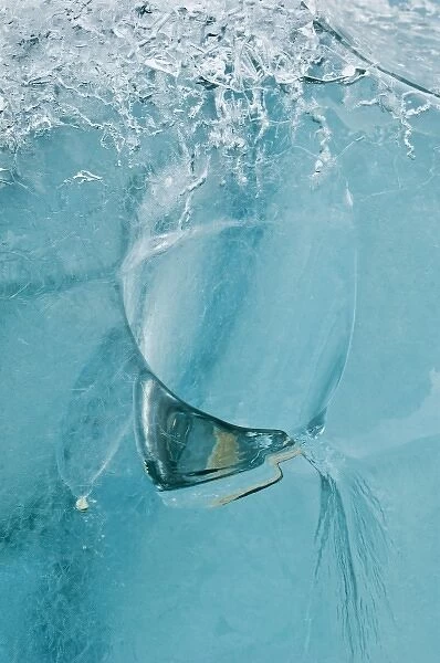 USA, Alaska, Inside Passage. Detail of pattern in blue ice on glacier
