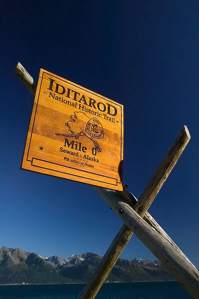 USA-ALASKA-KENAI PENINSULA-SEWARD: Iditarod National Historic Trail Sign  /  Mile