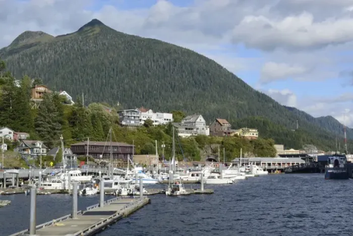 Framed Print : USA, Alaska, Ketchikan, downtown cruise ship docks