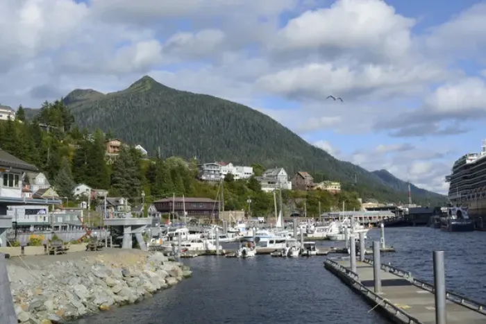 Framed Print : USA, Alaska, Ketchikan, downtown cruise ship docks