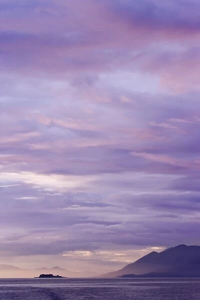 USA, Alaska, Ketchikan. Purple-colored sunset