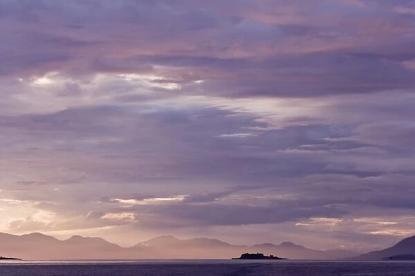 USA, Alaska, Ketchikan. Purple-colored sunset