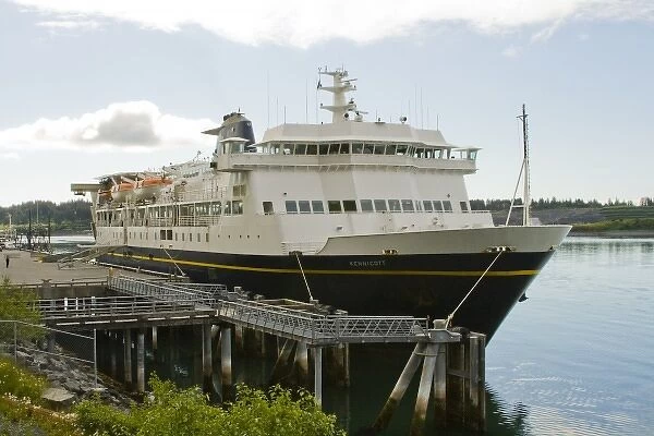 USA, Alaska, Kodiak, Ferry Boat Kennicott Docked at Pier 2 in the Port of Kodiak