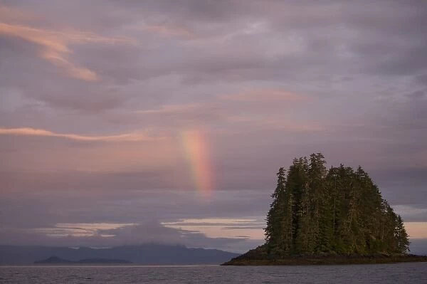 USA, Alaska, Rainbow and clearing storm above Frederick Sound