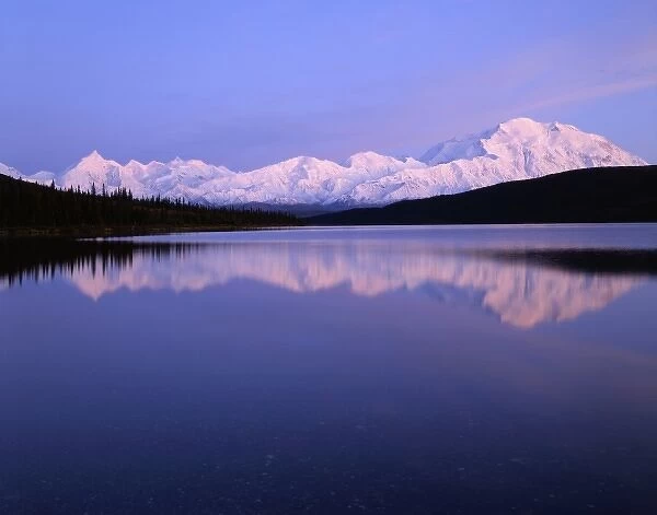 USA, Alaska, Sunset, Wonder Lake, Reflection, Mount McKinley, Denali National Park