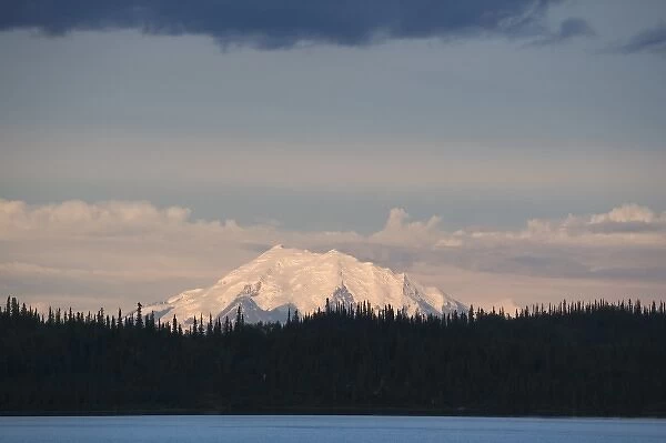 USA, Alaska, Tok. Mt. Drum in the Wrangell Mountain Range as seen from Lake Louise