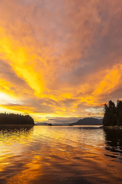 USA, Alaska, Tongass National Forest. Sunset landscape