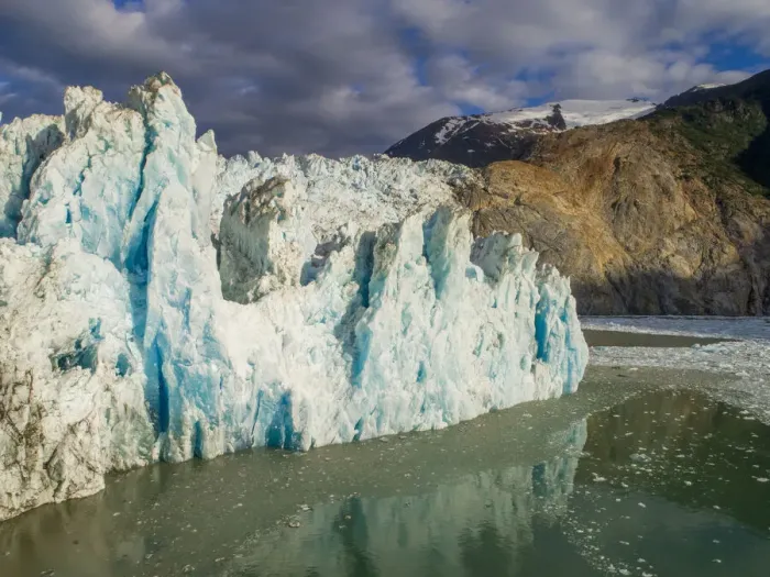 Framed Print : USA, Alaska, Tracy Arm-Fords Terror Wilderness, Aerial view of crevassed blue face of