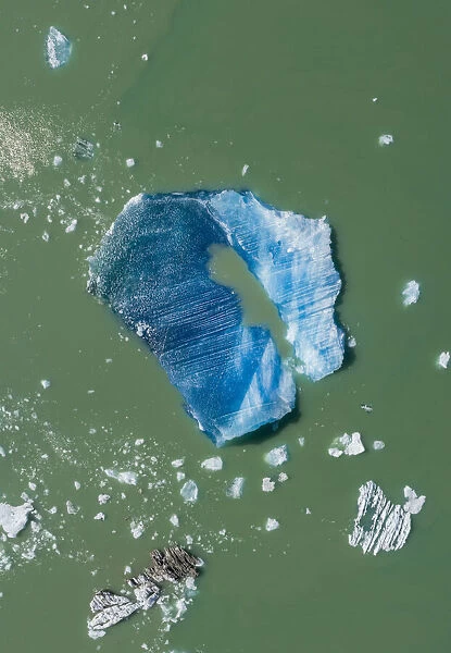 USA, Alaska, Tracy Arm-Fords Terror Wilderness, Aerial view of floating iceberg calved